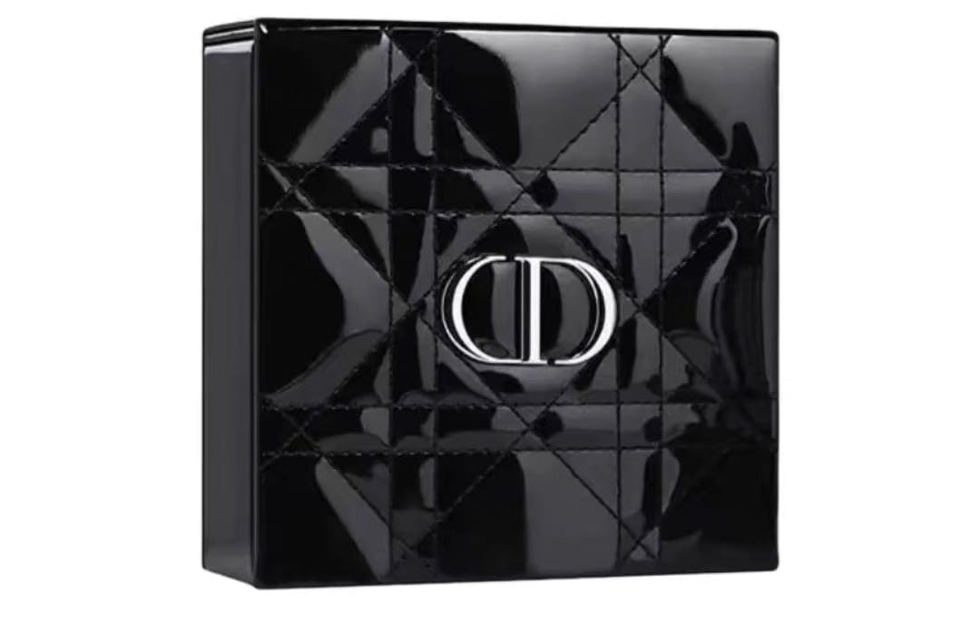 DIOR Black Enamel Makeup Tool Case with Mirror, Portable 1-Piece Set