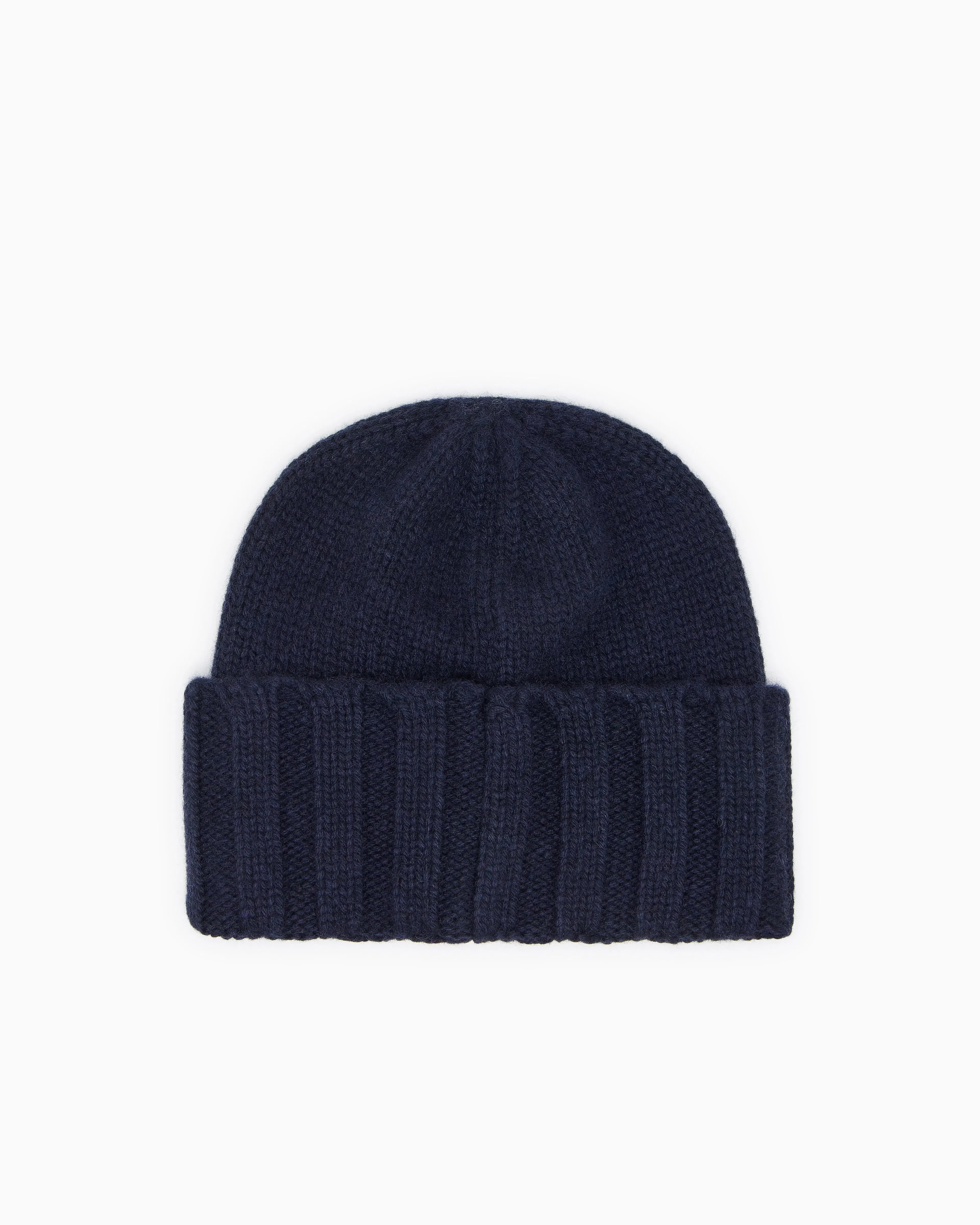 Emporio Armani Cashmere beanie with ribbed texture and cuff Essential