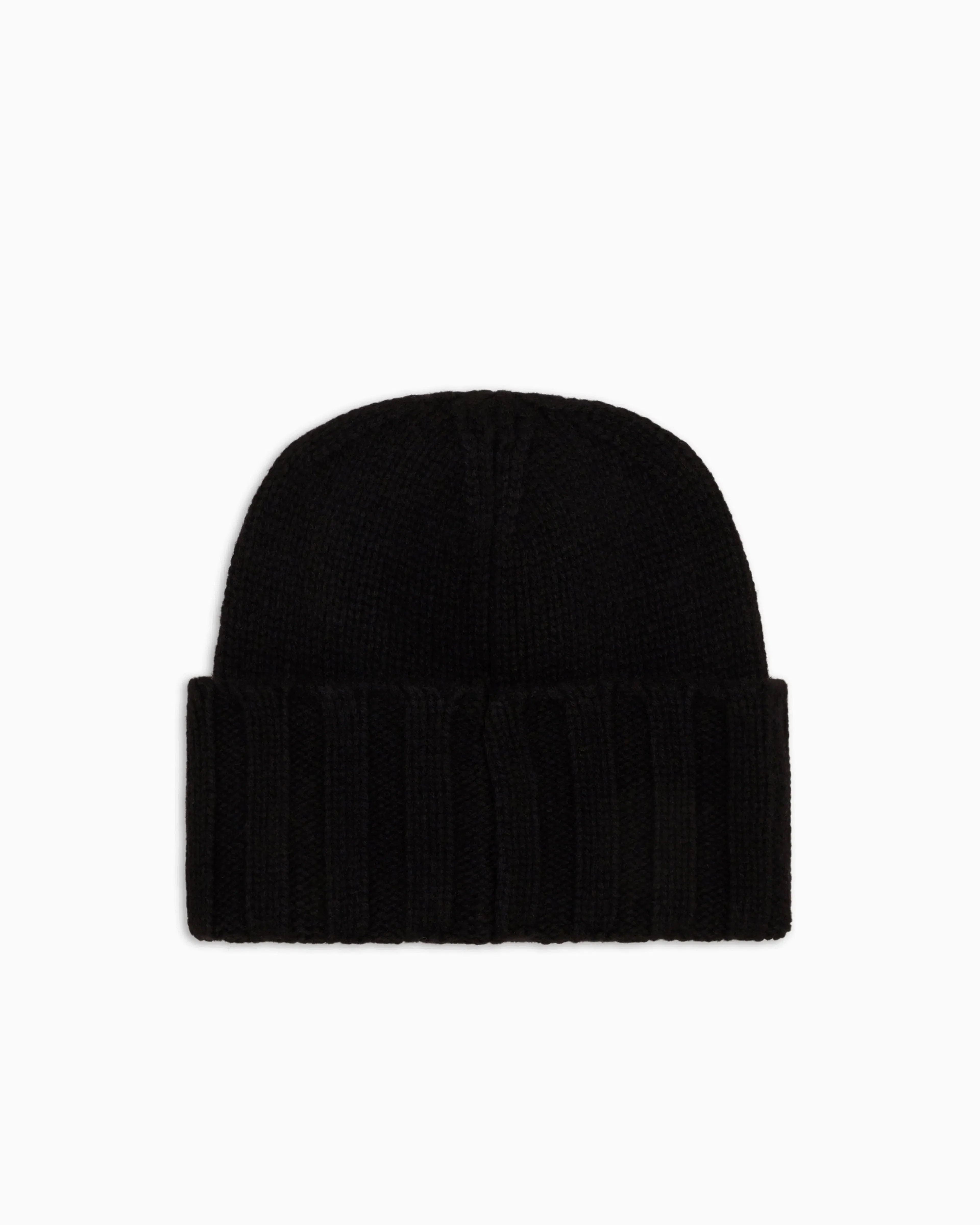Emporio Armani Cashmere beanie with ribbed texture and cuff Essential