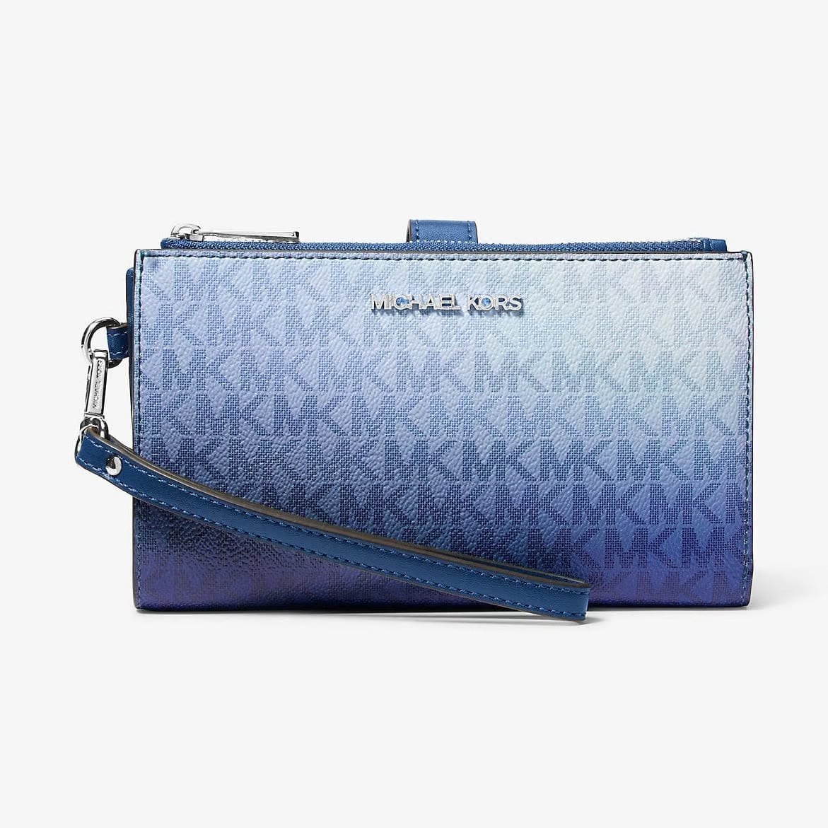 Michael Kors Jet Set Large Ombre Signature Logo Wristlet Galaxy Blue