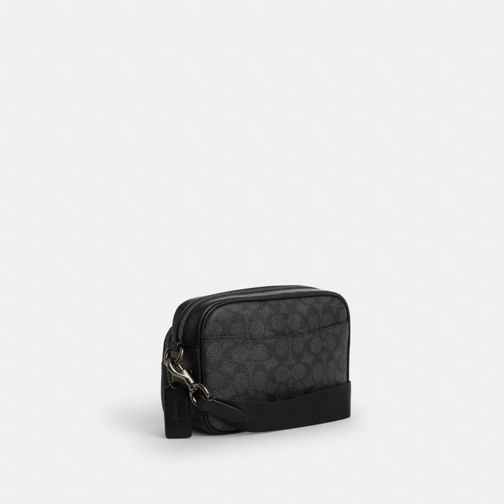 Coach Finlay Crossbody Bag In Signature Canvas Gunmetal Charcoal Black