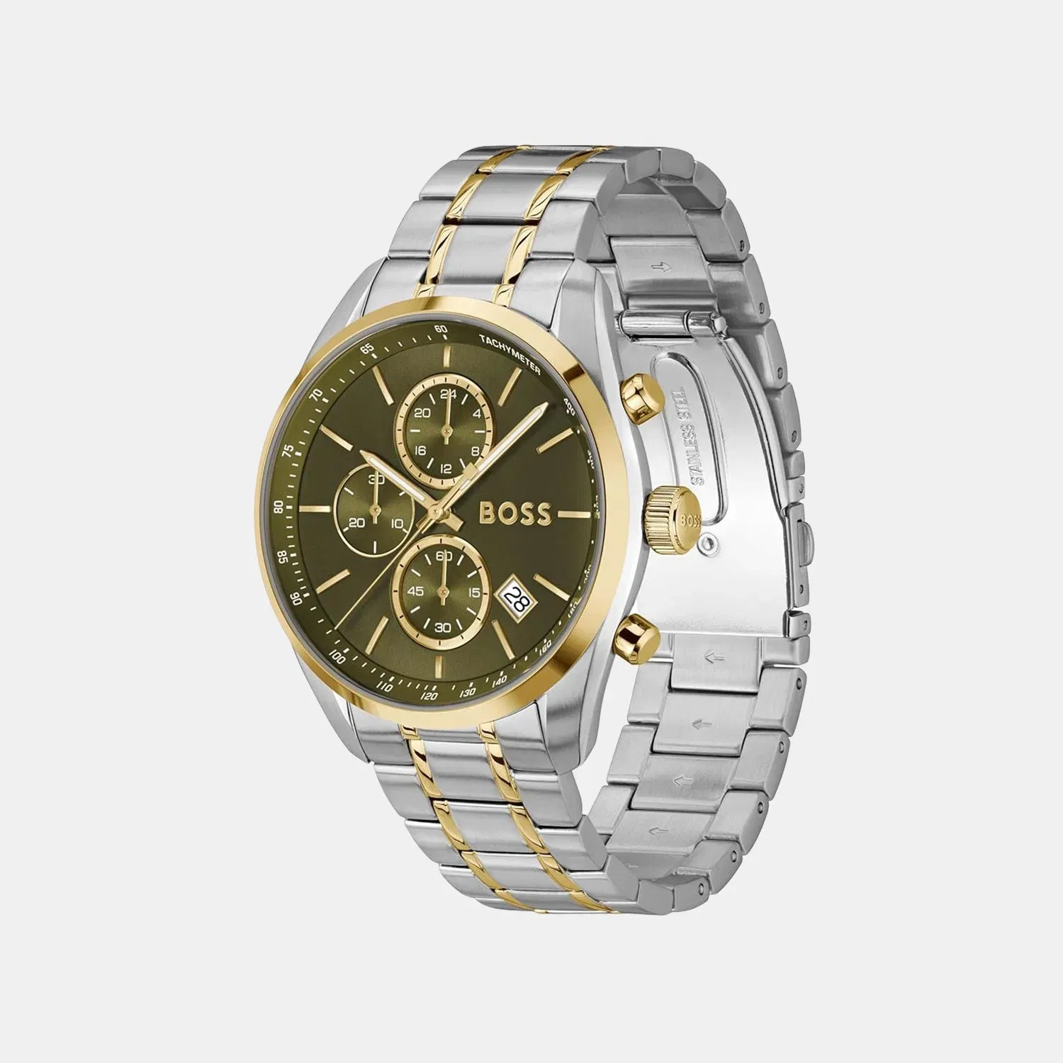 Boss Grand Prix 44 Men Quartz Green Dial Chronograph Stainless Steel Watch 1514227