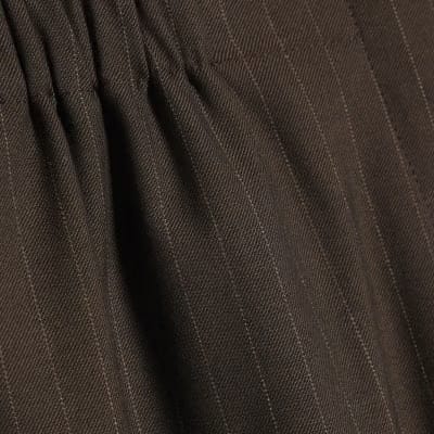 Brown Pinstripe Wide Leg Trousers