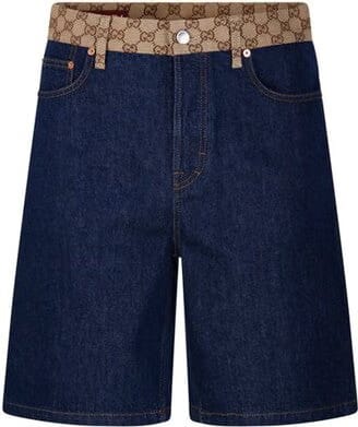 Gucci Logo Waistband Denim Shorts