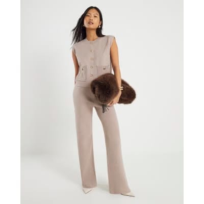 Petite Beige Knitted Waistcoat