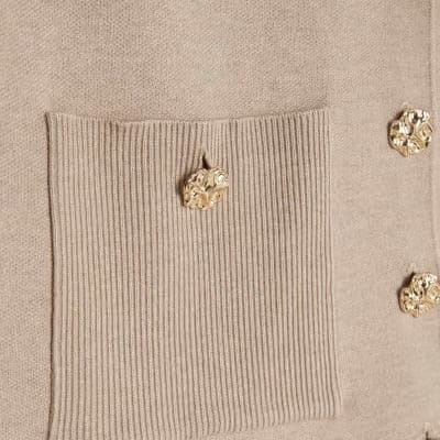 Petite Beige Knitted Waistcoat