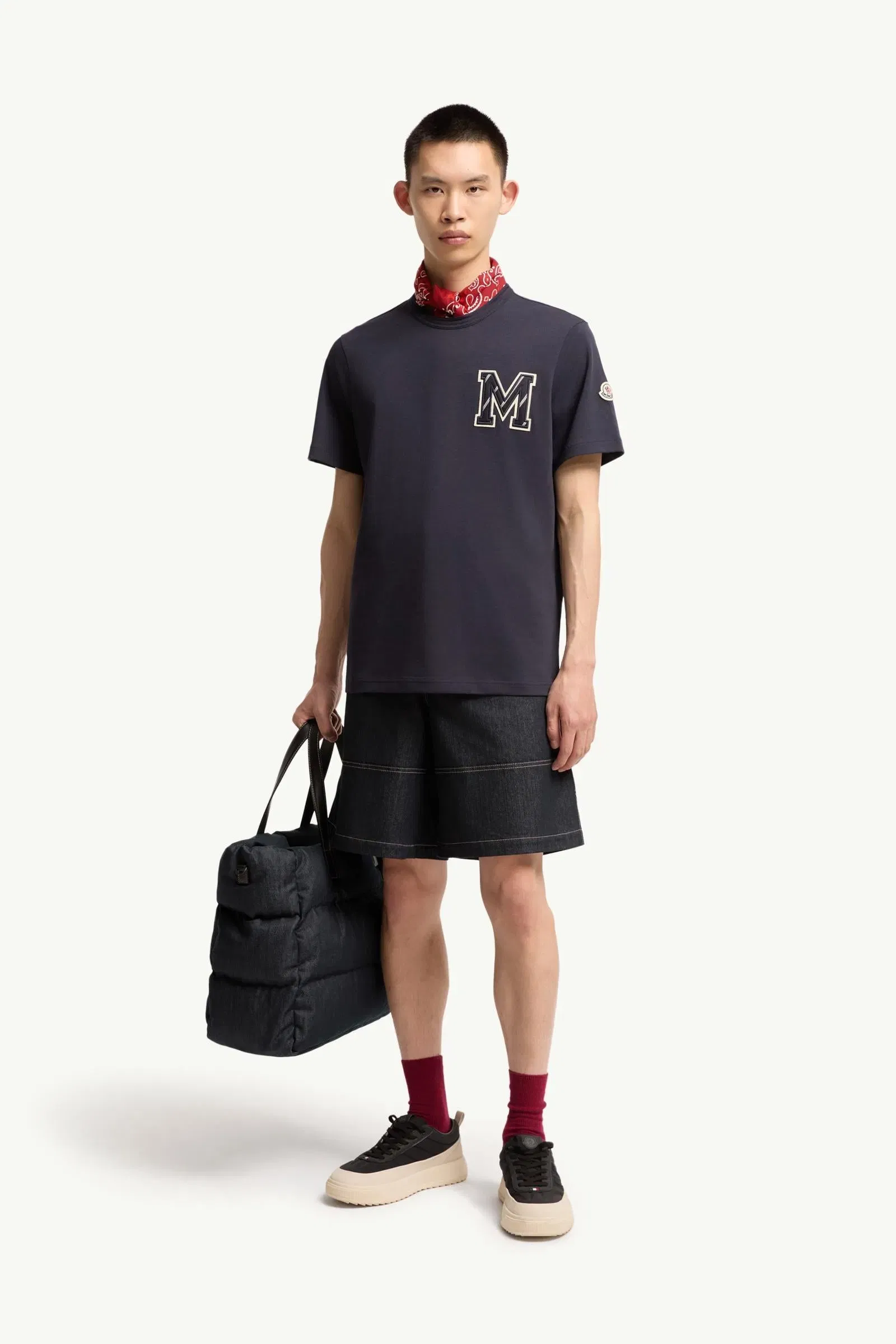 Moncler Cotton Jersey Monogram T-Shirt Navy Blue Navy Blue