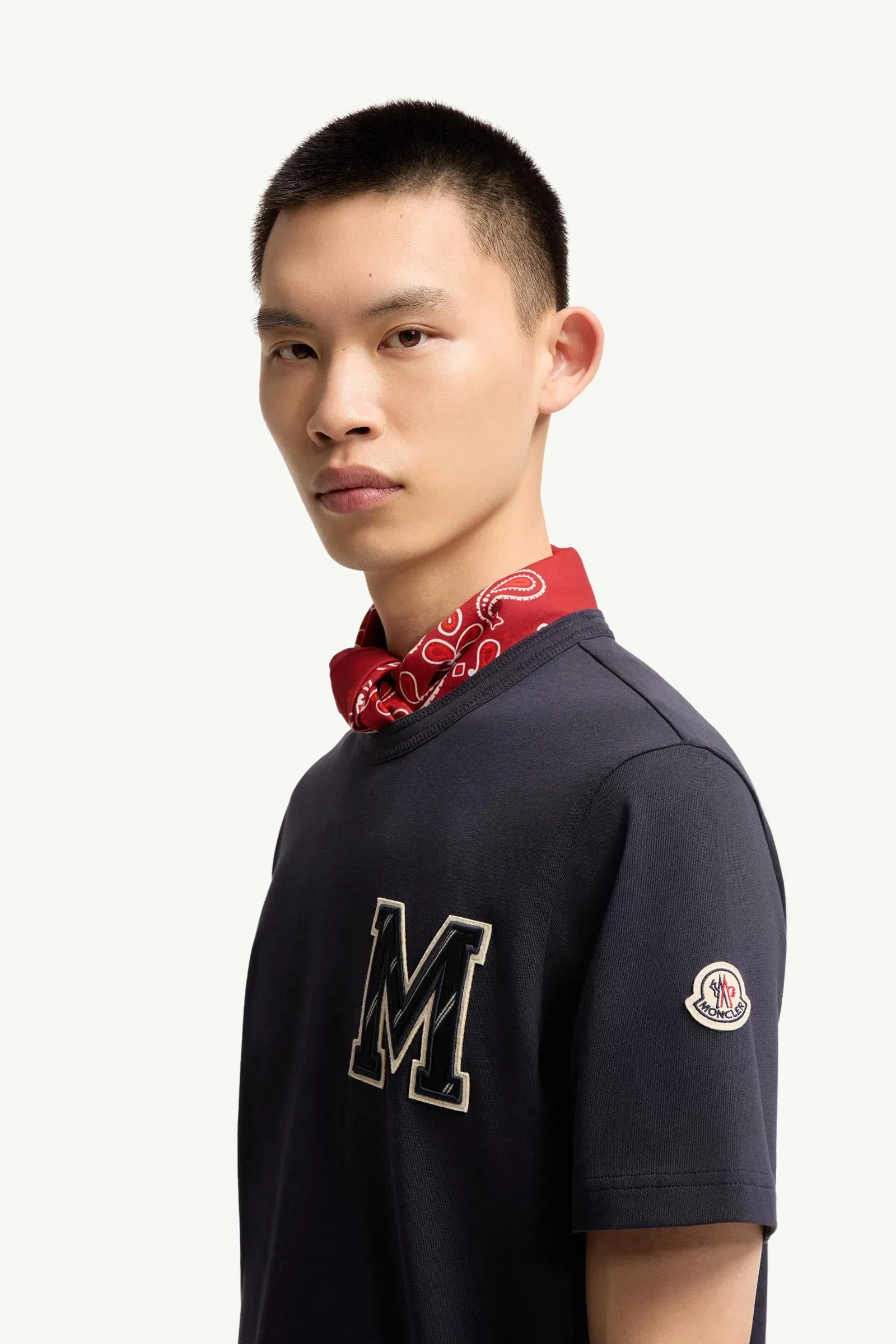 Moncler Cotton Jersey Monogram T-Shirt Navy Blue Navy Blue
