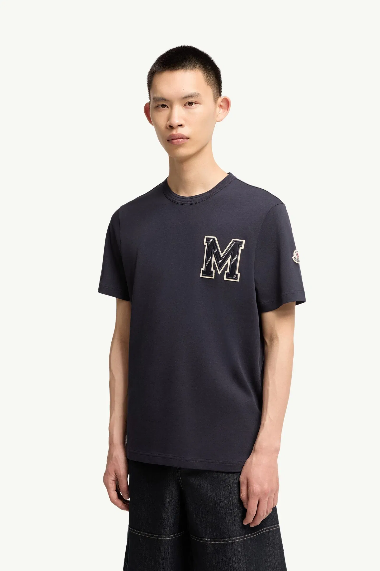 Moncler Cotton Jersey Monogram T-Shirt Navy Blue Navy Blue