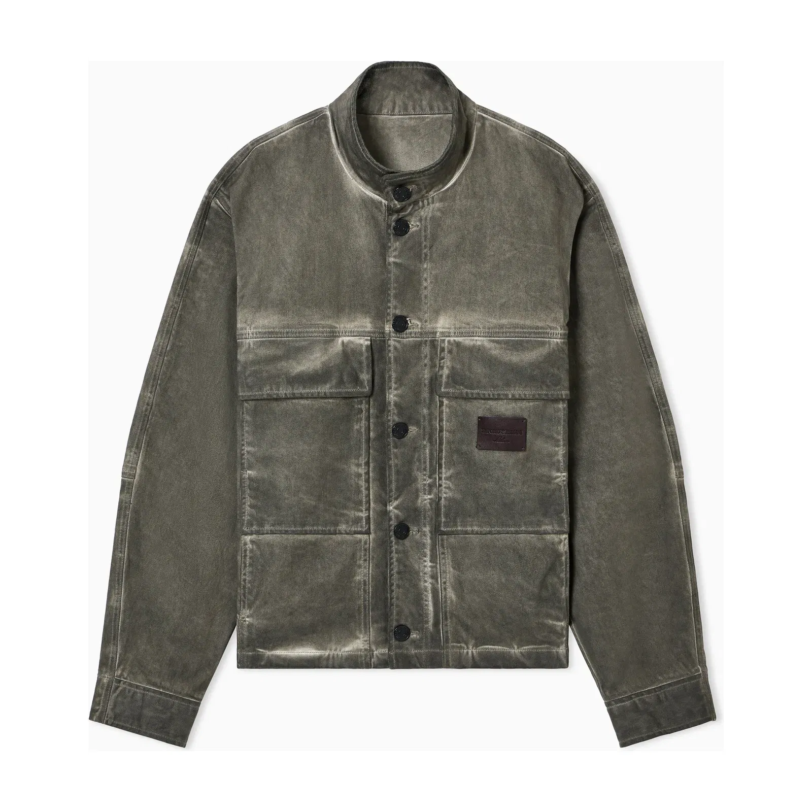 Emporio Armani Garment-dyed, dirty-wash stretch-denim jacket