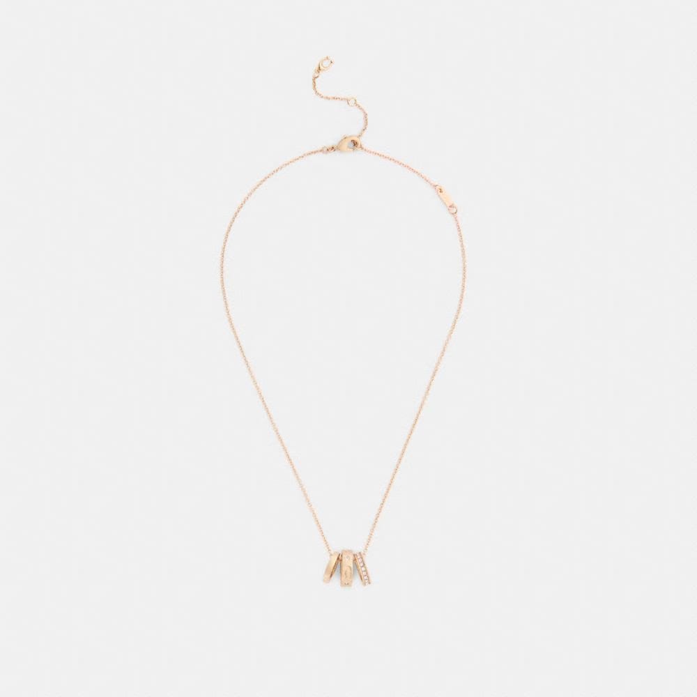Coach Repeated C Rondelle Necklace Rose Gold