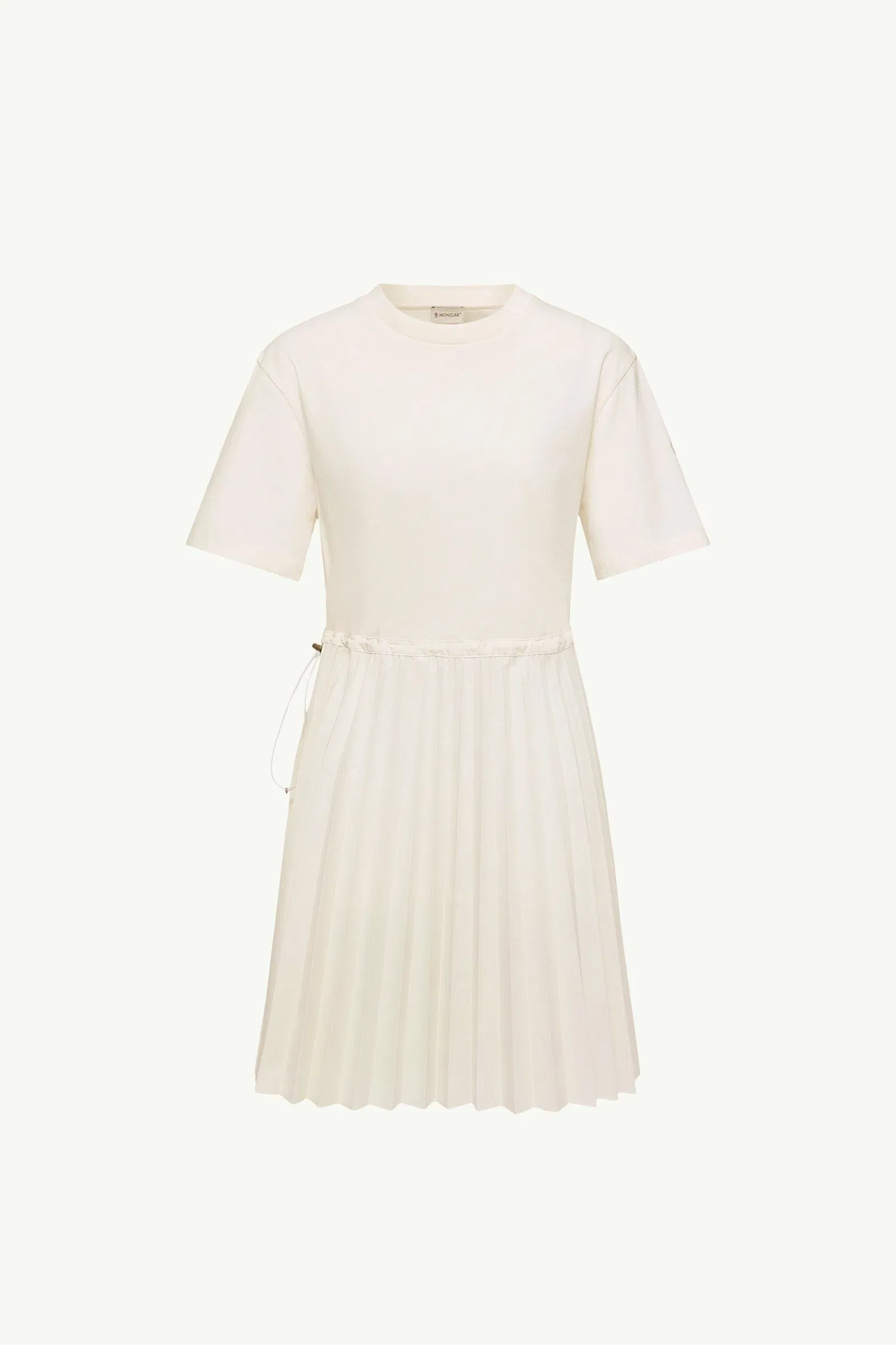 Moncler Pleated Cotton Midi Dress White White