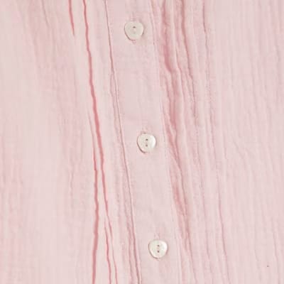Pink Frill Collar Short Sleeve Blouse