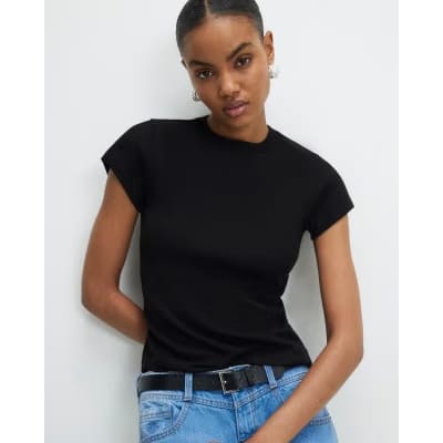 Black Multicoloured Ribbed T-Shirt Multipack