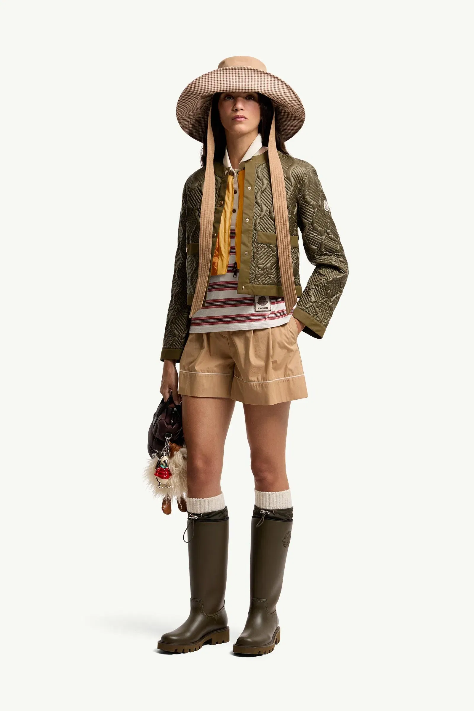 Moncler Tailored Cotton Blend Shorts Beige Beige