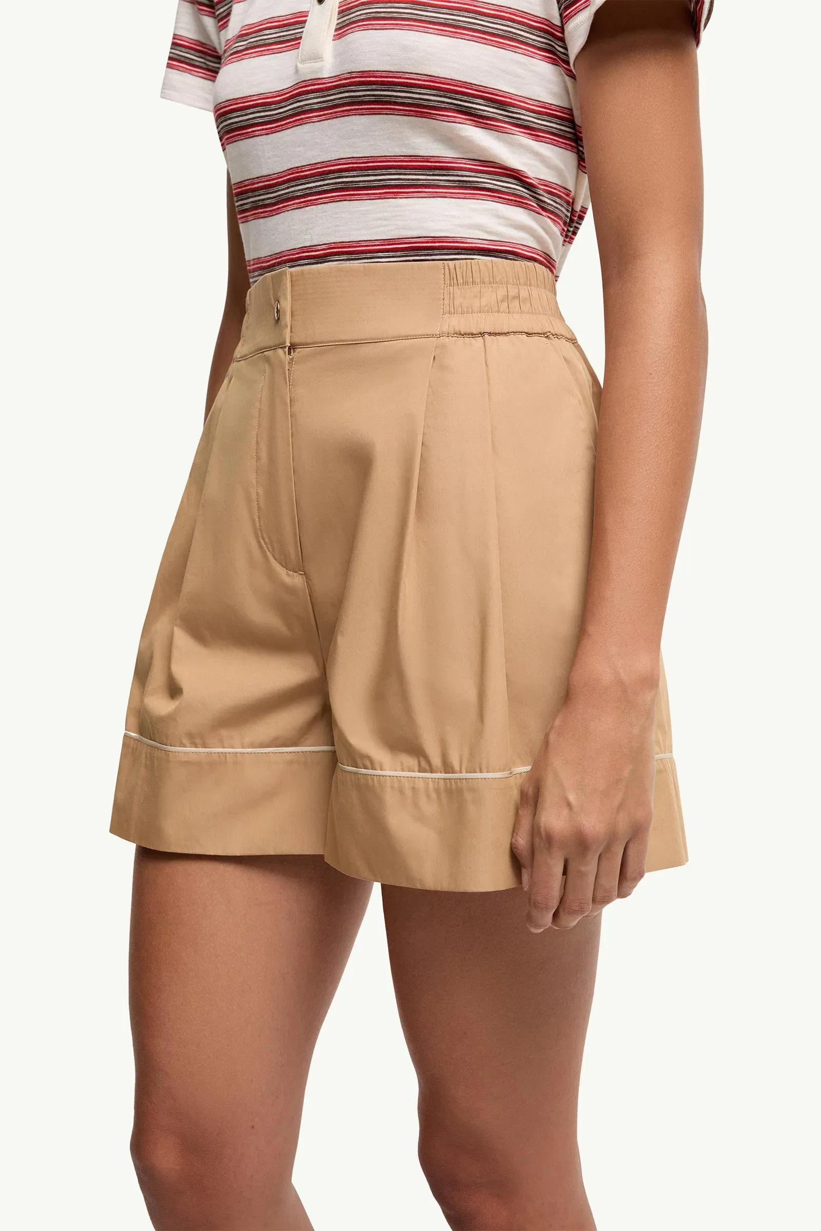 Moncler Tailored Cotton Blend Shorts Beige Beige