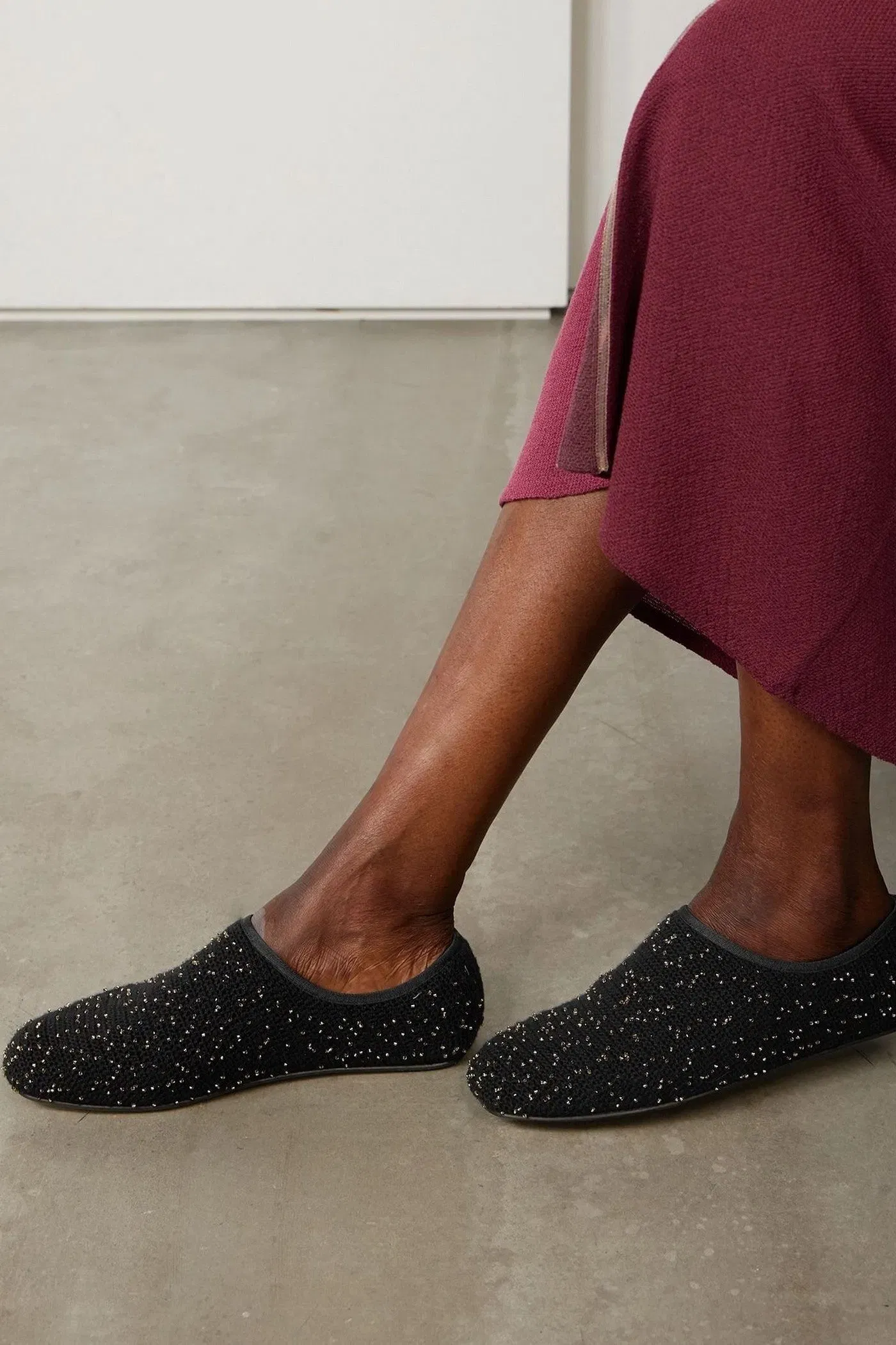 Gabriela Hearst Callie Beaded Crocheted Ballet Flats Black Women's