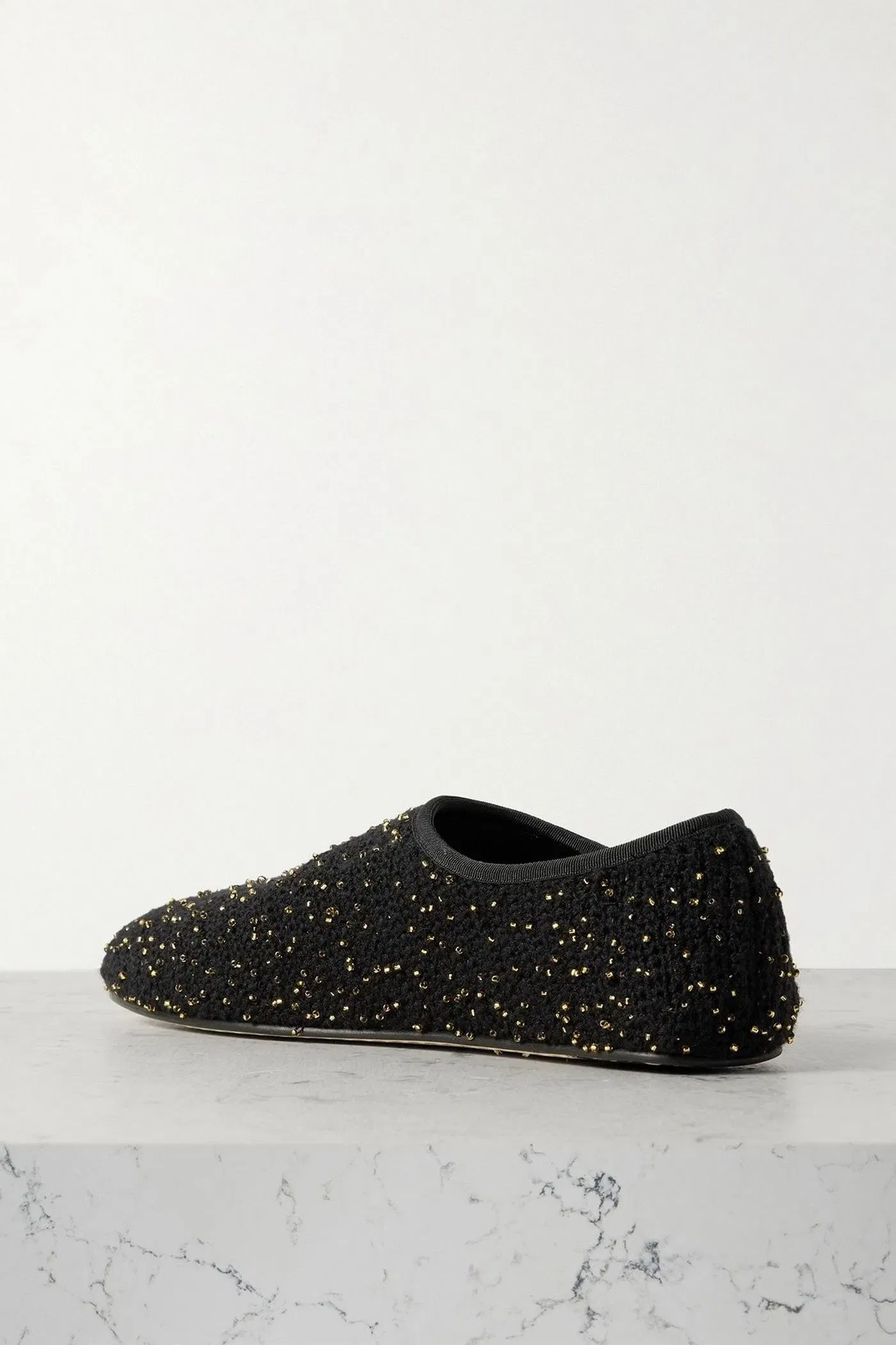 Gabriela Hearst Callie Beaded Crocheted Ballet Flats Black Women's