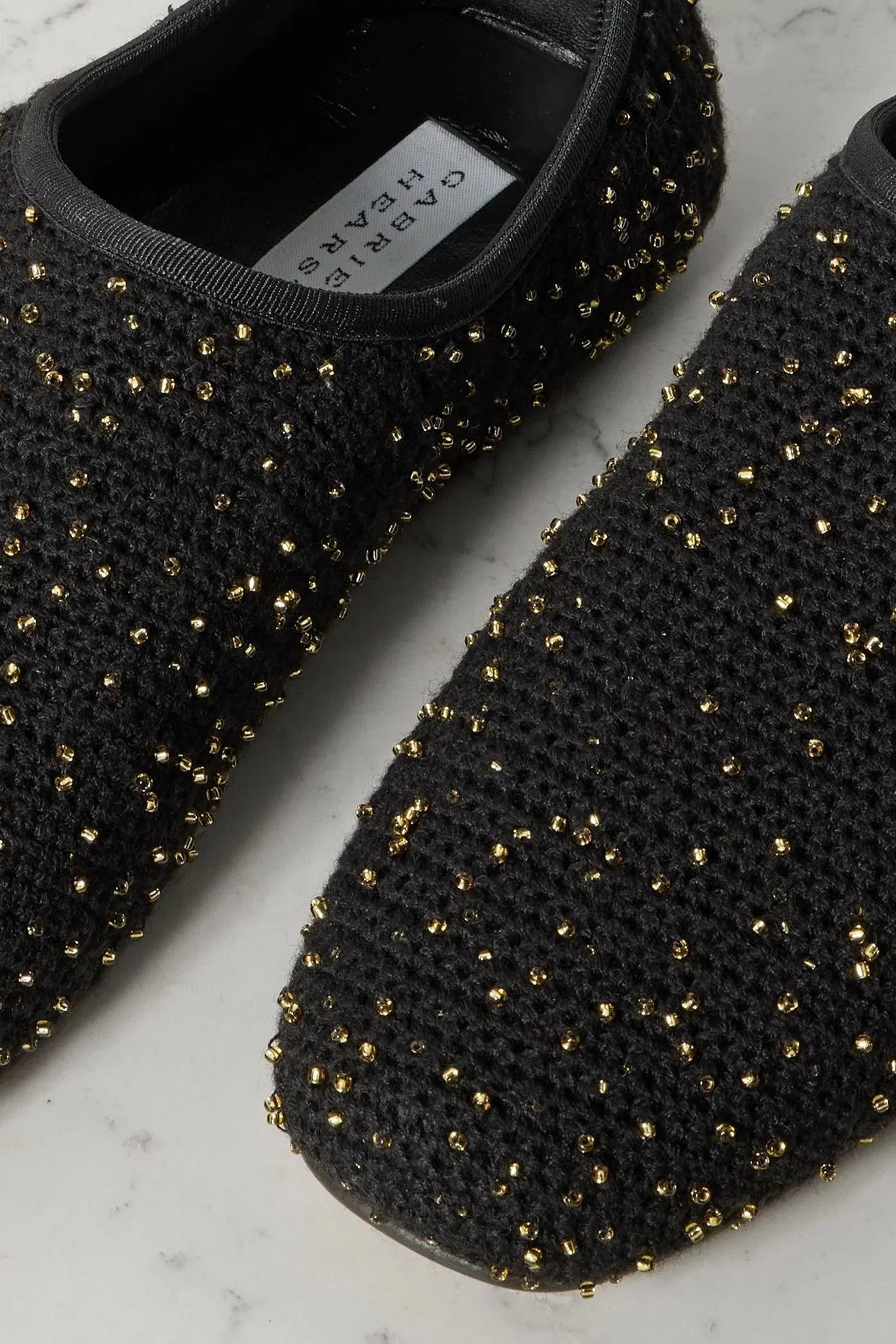 Gabriela Hearst Callie Beaded Crocheted Ballet Flats Black Women's