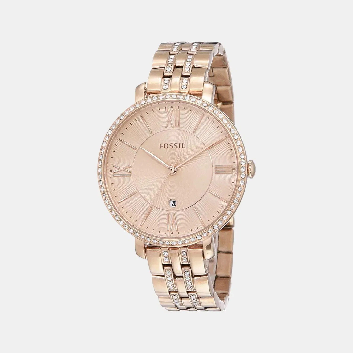 Fossil Jacqueline Women Quartz Rose Gold Dial Analog Stainless Steel Watch Es3546