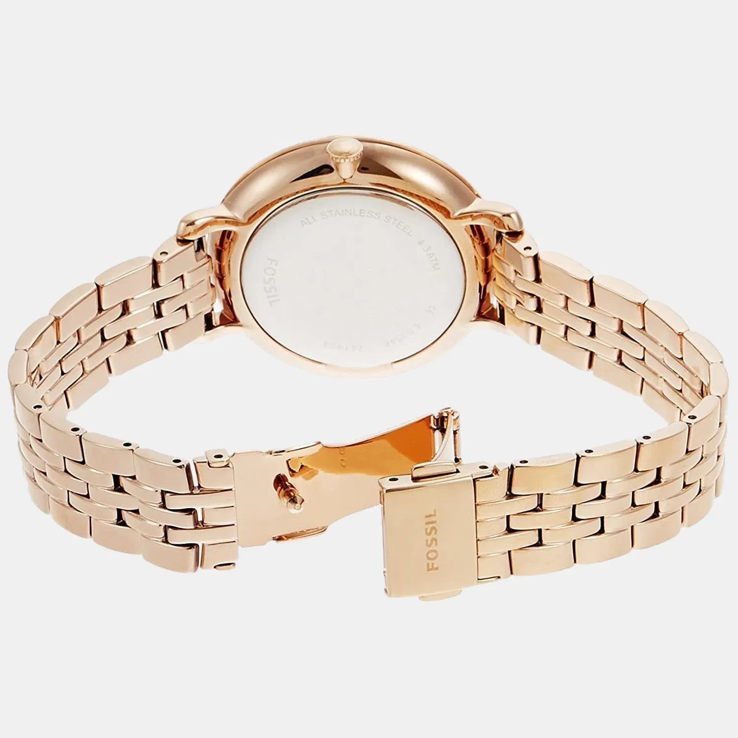 Fossil Jacqueline Women Quartz Rose Gold Dial Analog Stainless Steel Watch Es3546