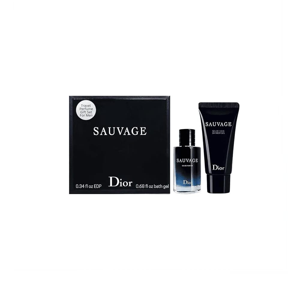 Dior Sauvage Men's Mini Travel Perfume & Shower Gel Gift Set (Perfume 10 ML / Lotion 0.34 Fl Oz)