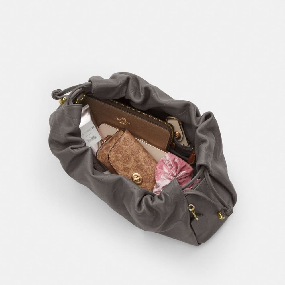Coach Faye Large Shoulder Bag With Quilting Gold Slate