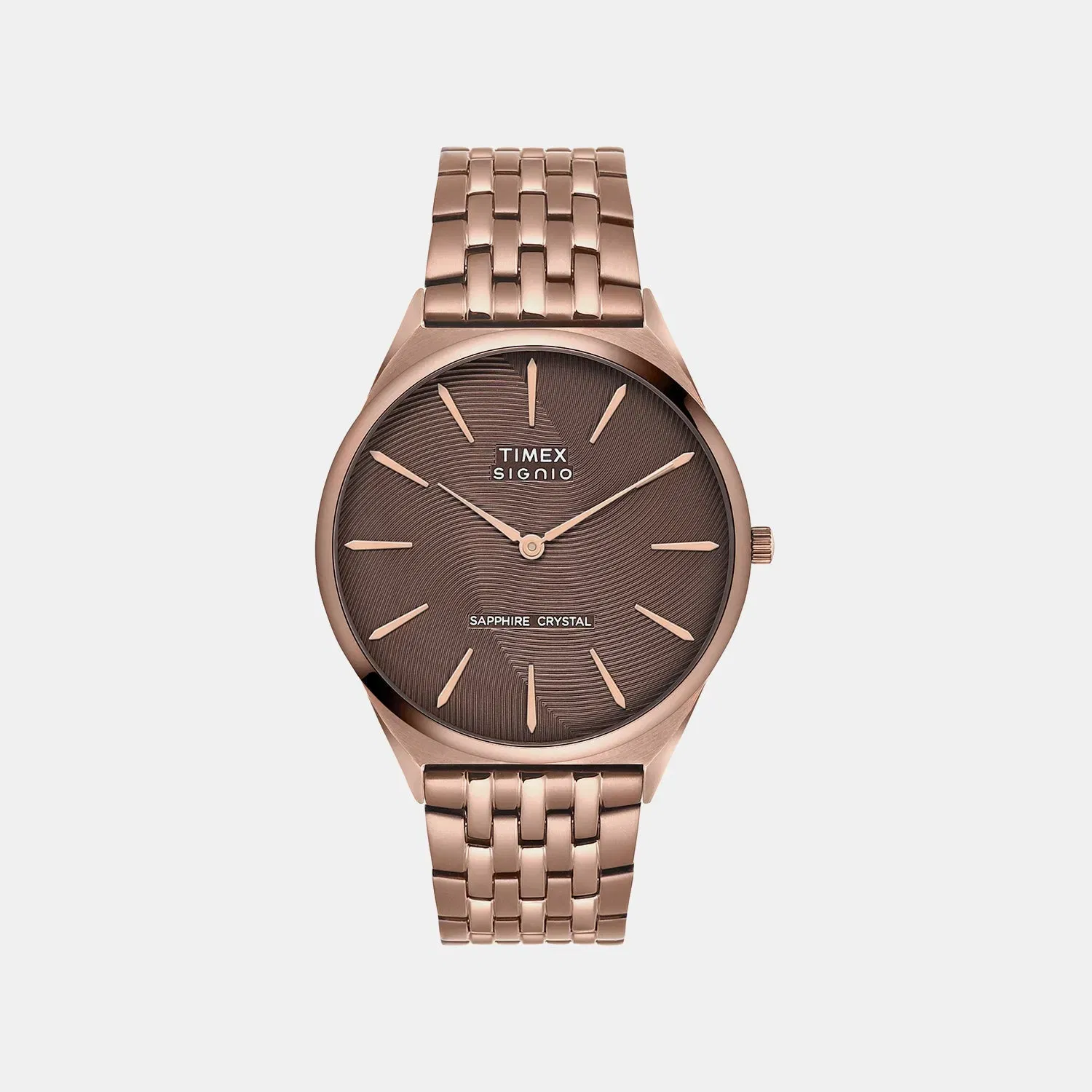 Timex Signio Men Quartz Brown Dial Analog Stainless Steel Watch Tweg34202