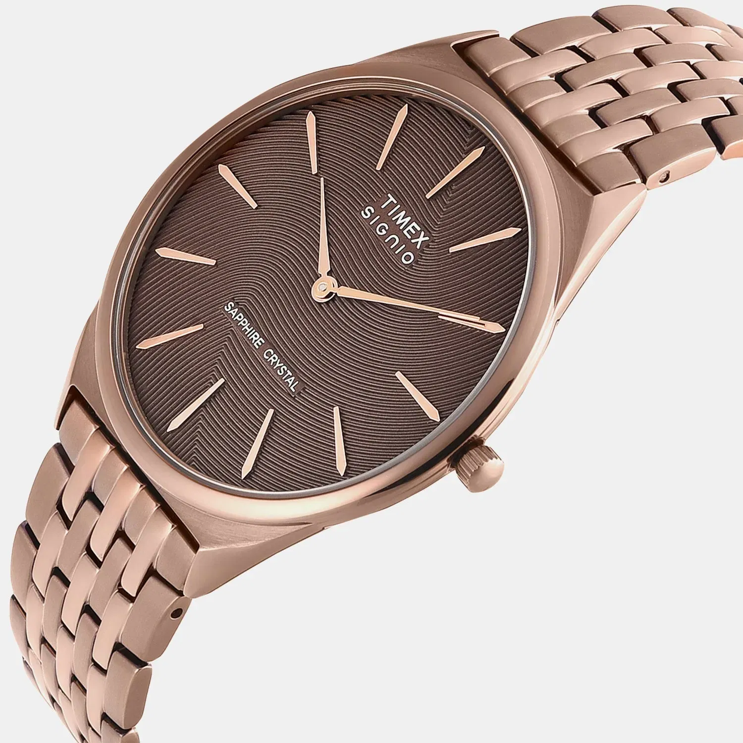 Timex Signio Men Quartz Brown Dial Analog Stainless Steel Watch Tweg34202