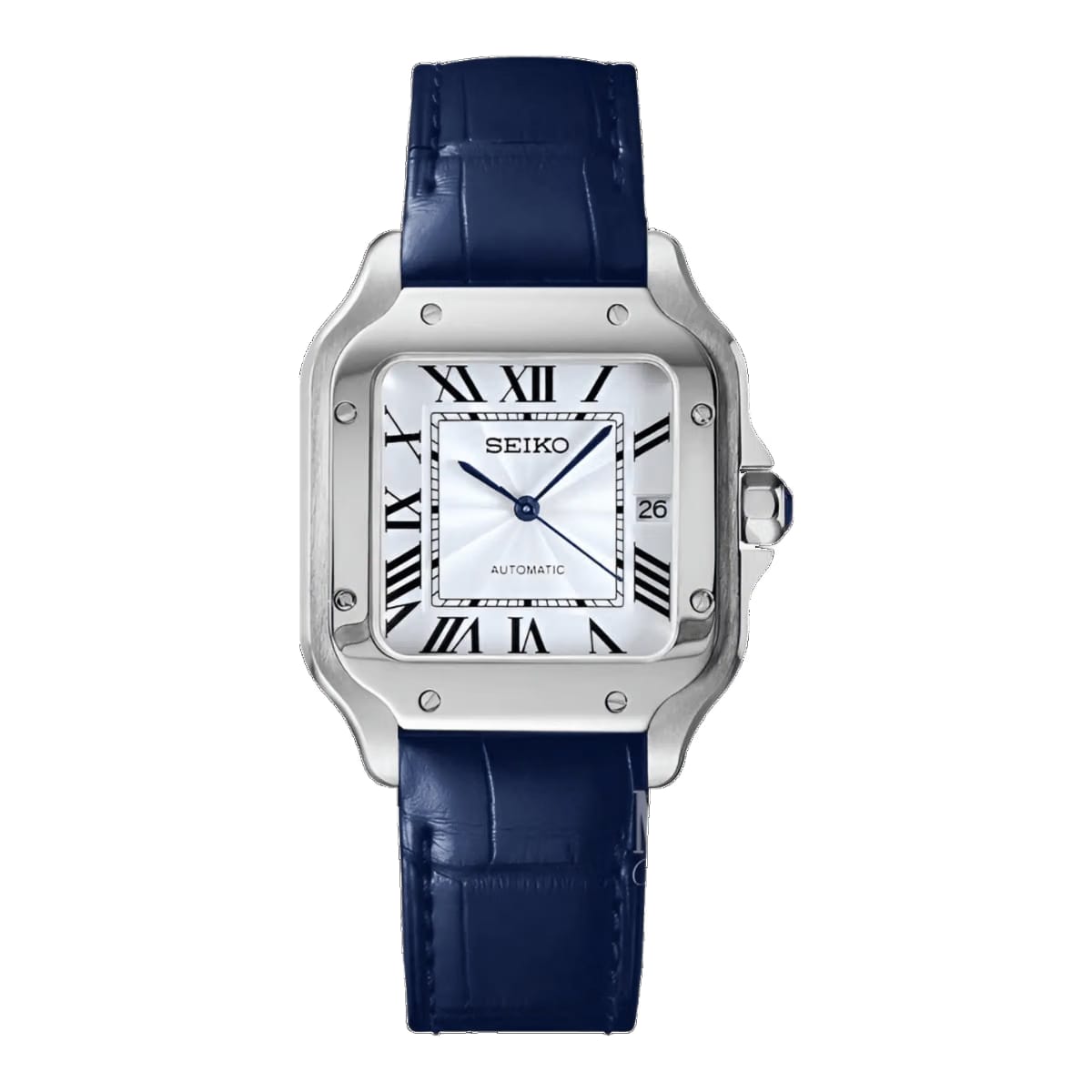 seiko mod santos white blue leather