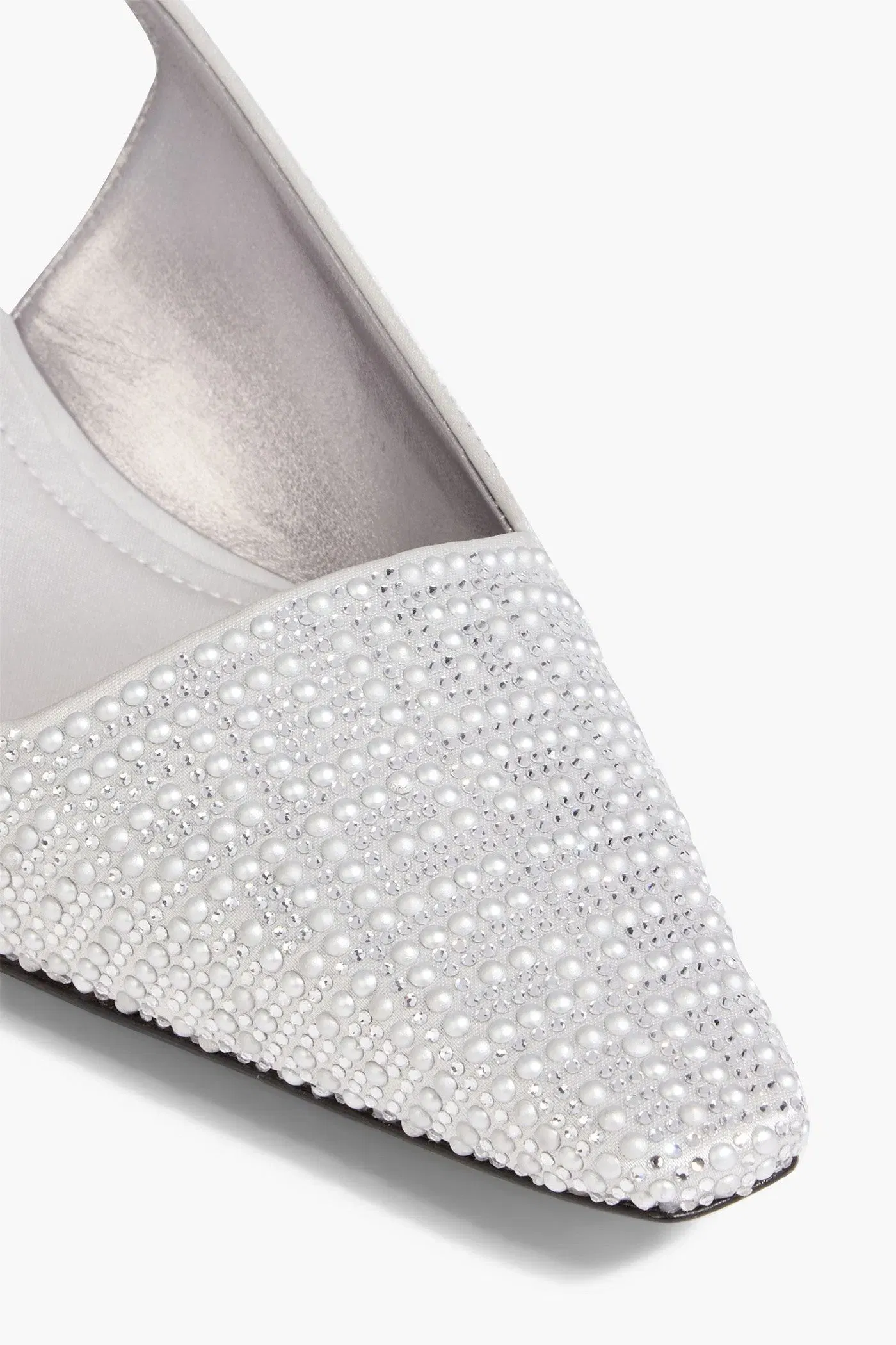Givenchy G Cube Embellished Satin Slingback Pumps Silver Women's