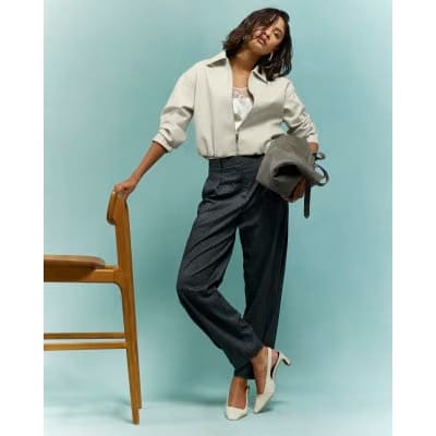 Cream Faux Leather Bubble Hem Bomber Jacket