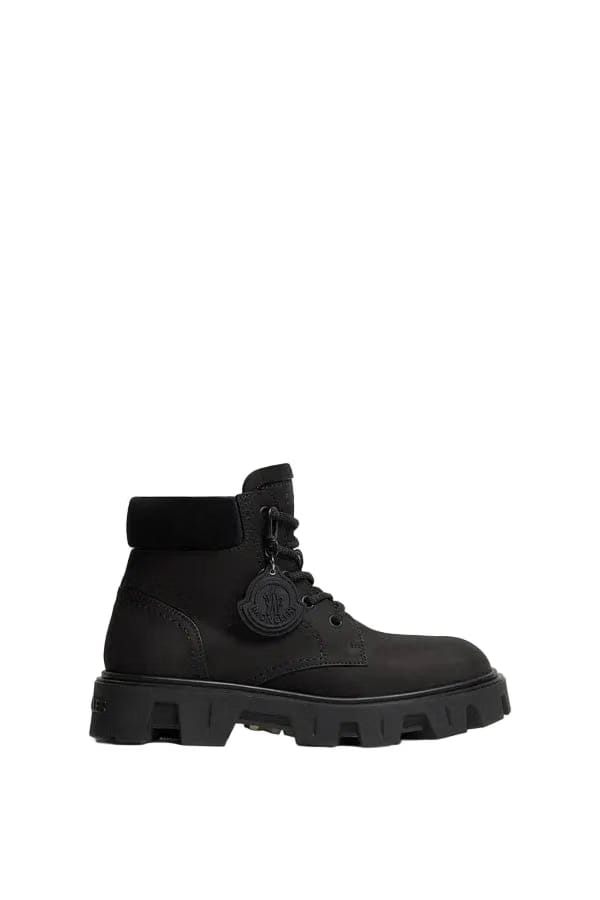 Moncler Peak City Nubuck & Suede Lace-Up Boots Black