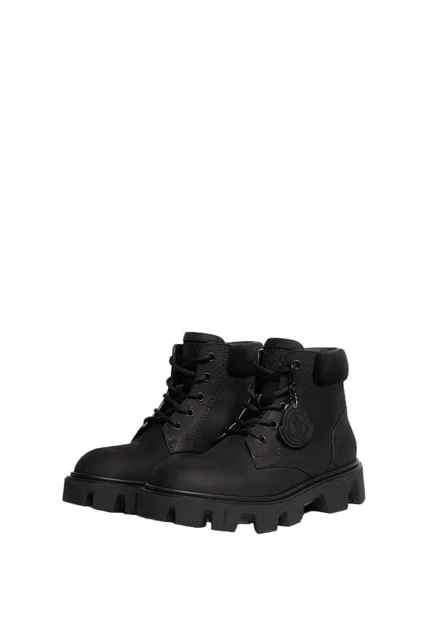Moncler Peak City Nubuck & Suede Lace-Up Boots Black