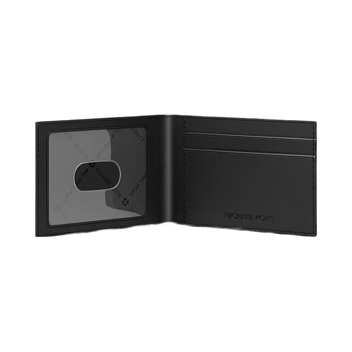 Michael Kors Cooper Striped Signature Logo Billfold Wallet With Passcase Black Combo