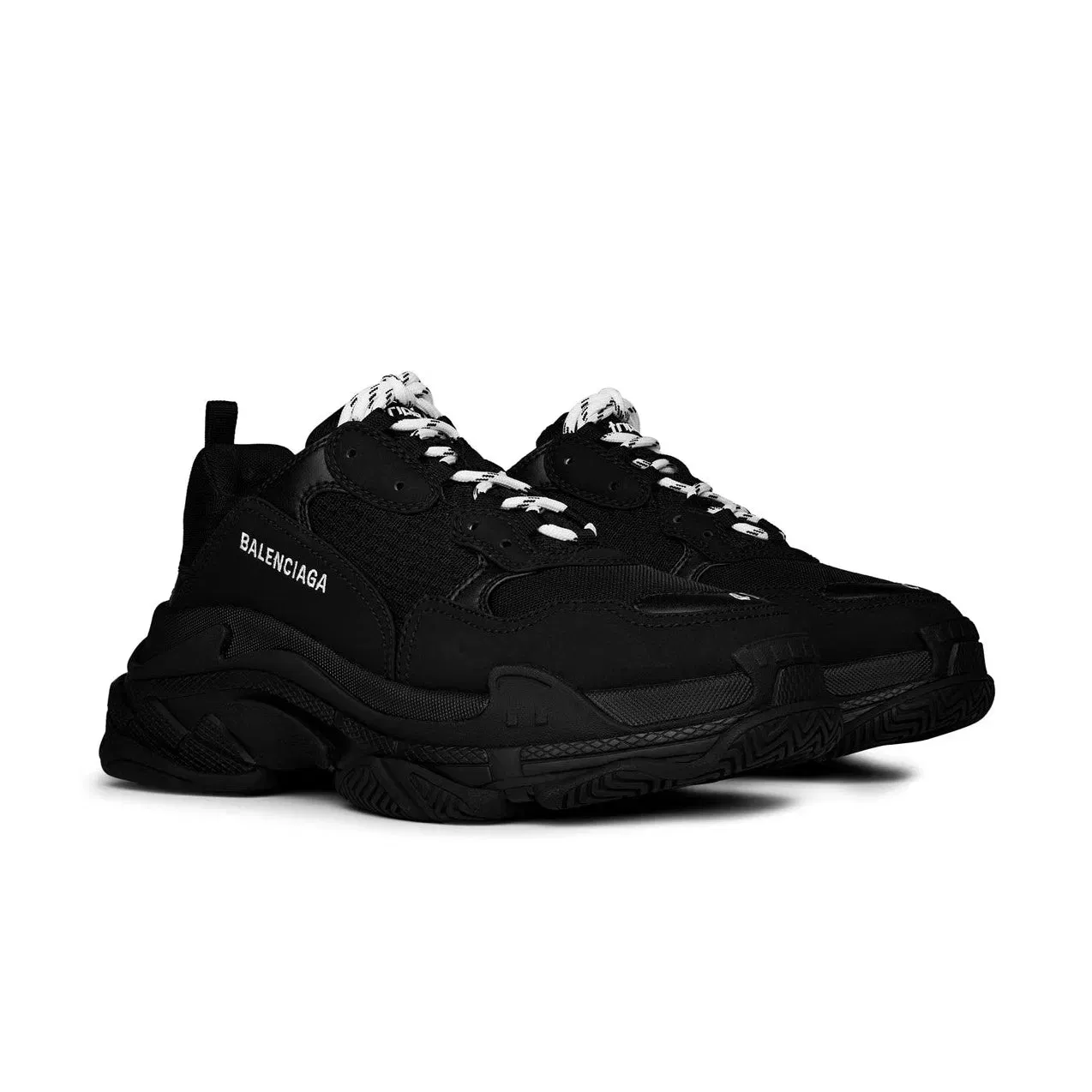 BALENCIAGA TRIPLE S PANNELED SNEAKER BLACK