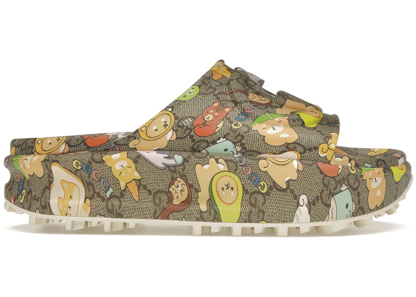Gucci X Pikarar Gg Animal Print Slide Beige Multi Womens
