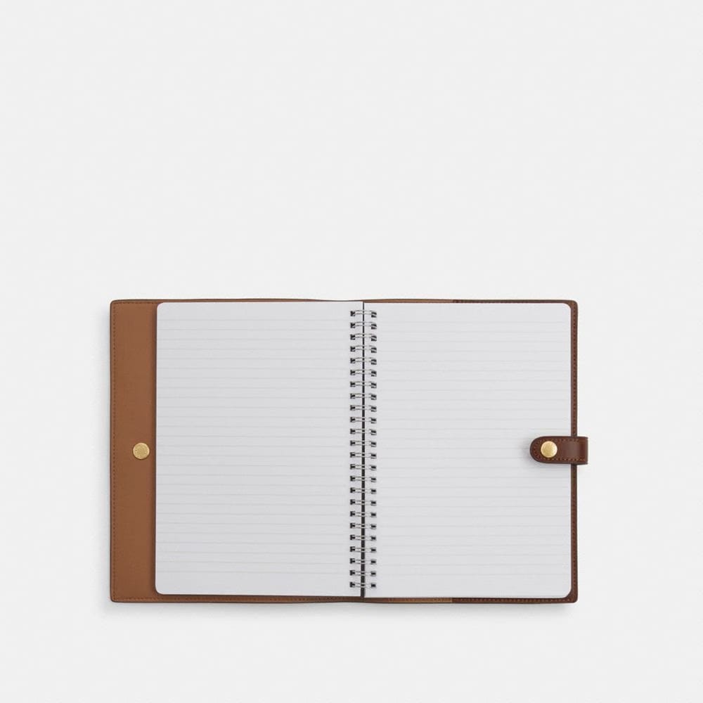 Coach Notebook In Signature Canvas Gold Tan Brown
