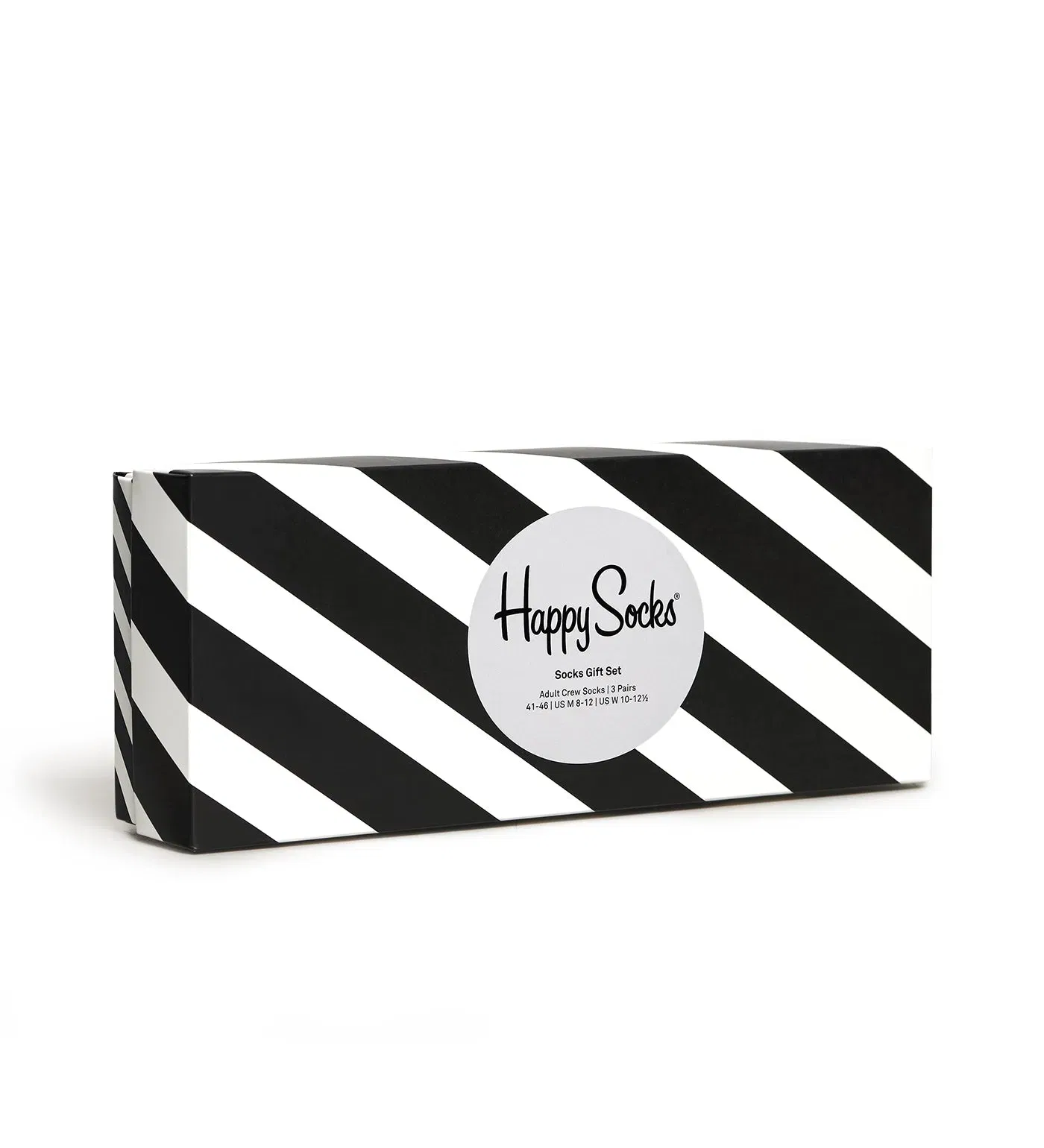 Happy Socks Unisex 4-Pack Classic Black and White Crew Length Socks Gift Set for Women and Men