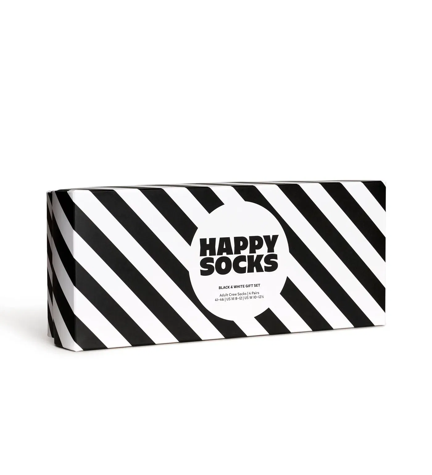 Happy Socks Unisex 4-Pack Classic Black and White Crew Length Socks Gift Set for Women and Men