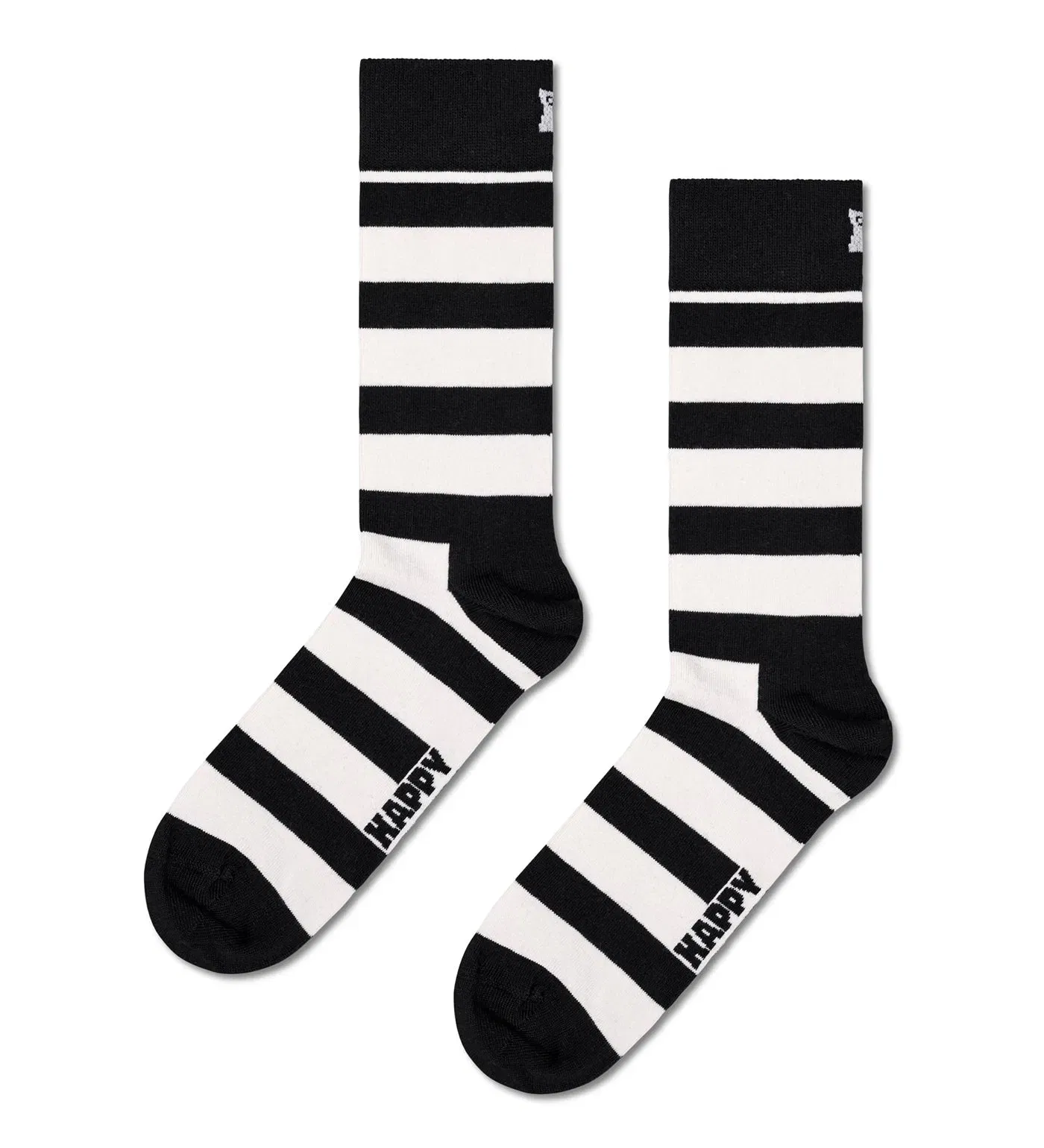 Happy Socks Unisex 4-Pack Classic Black and White Crew Length Socks Gift Set for Women and Men