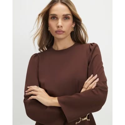Brown Snaffle Detail Mini Dress