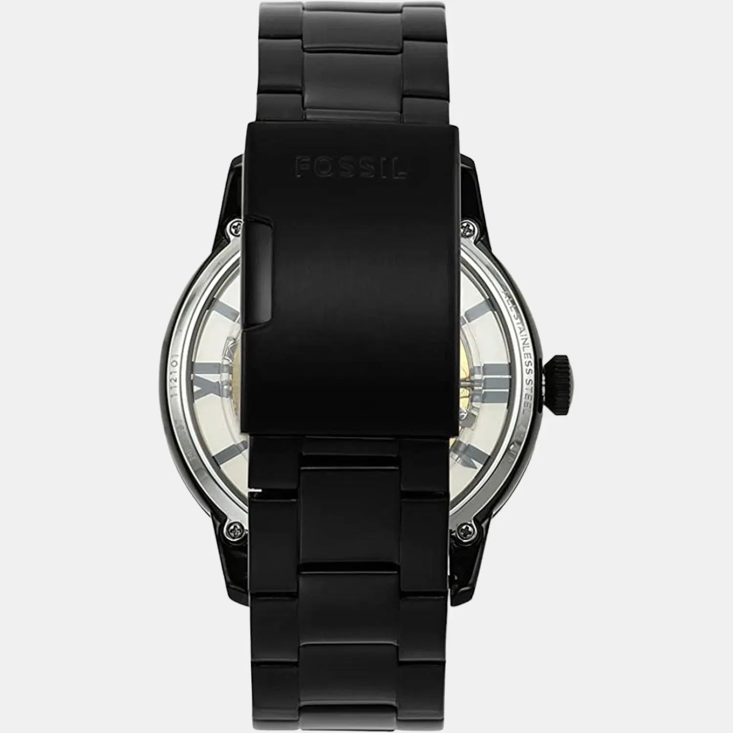 Fossil Towns Men Automatic Black Dial Analog Stainless Steel Watch Me3197