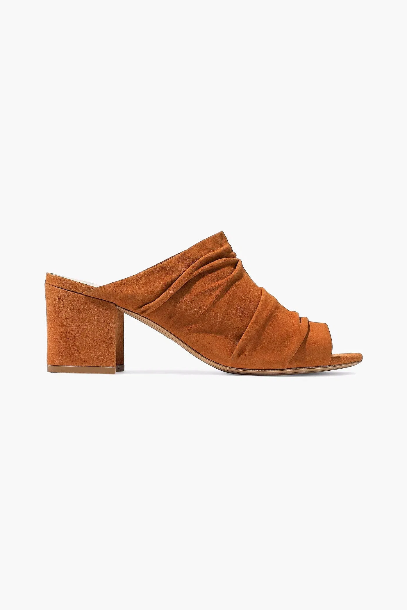 Alexandre Birman Ruched Suede Mules Camel Women's