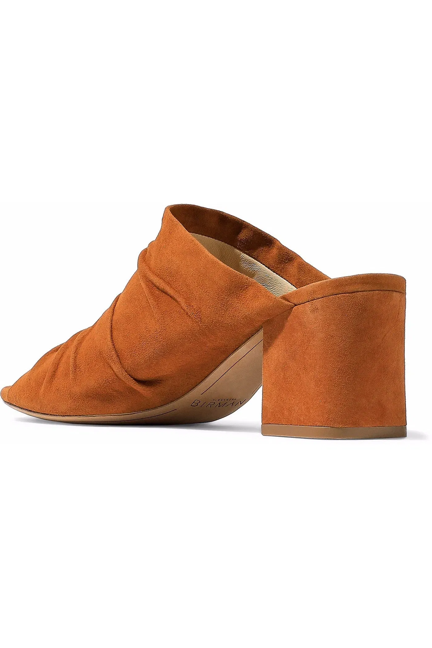 Alexandre Birman Ruched Suede Mules Camel Women's