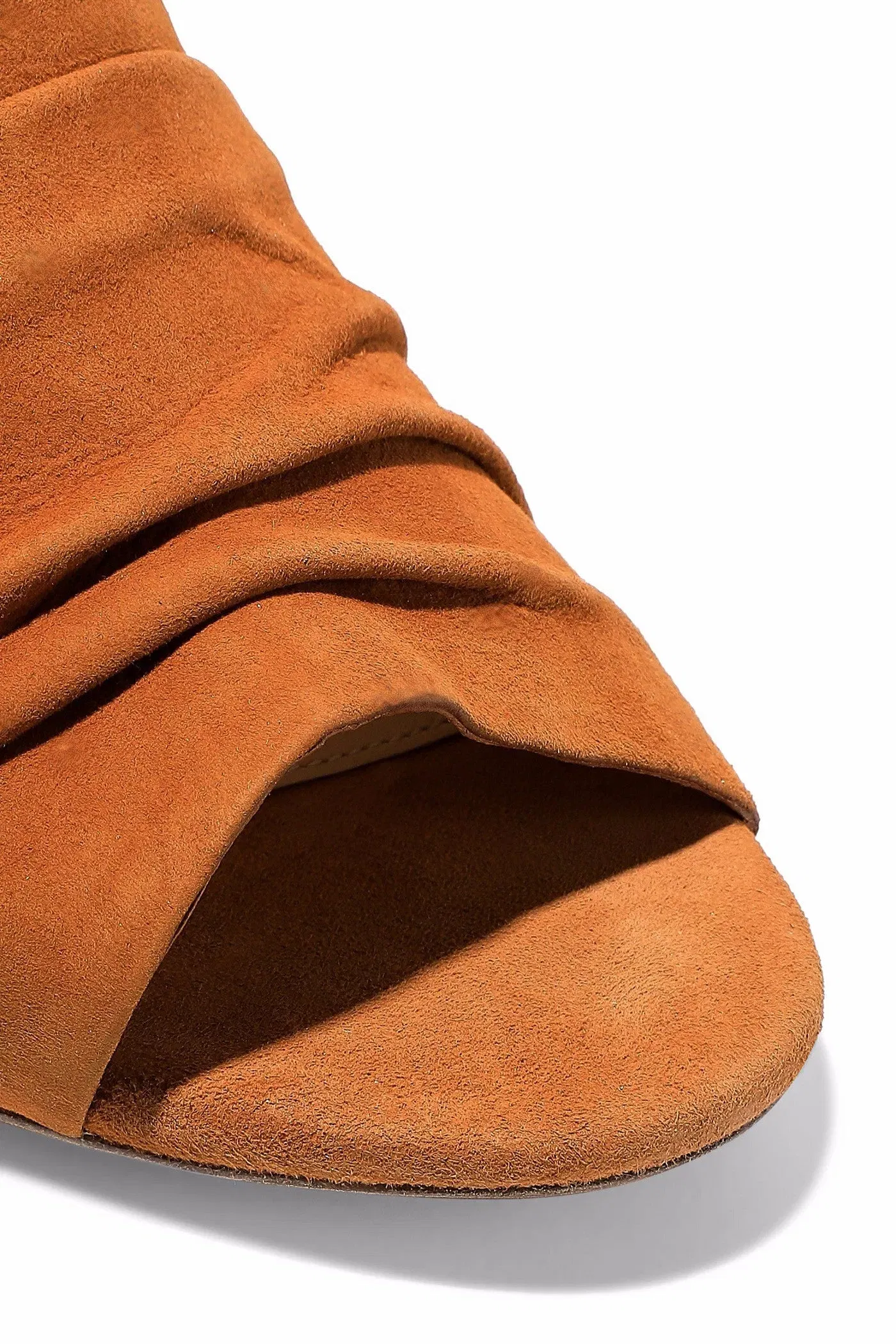 Alexandre Birman Ruched Suede Mules Camel Women's
