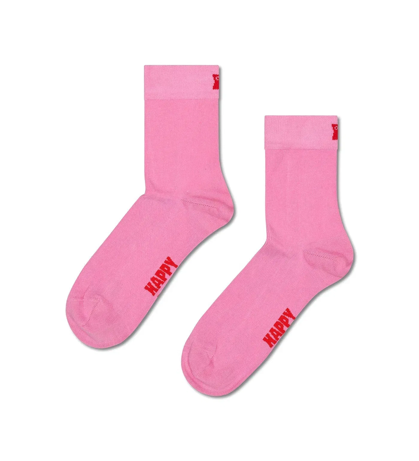Happy Socks Unisex Pink Solid Color Crew Length Socks for Women and Men