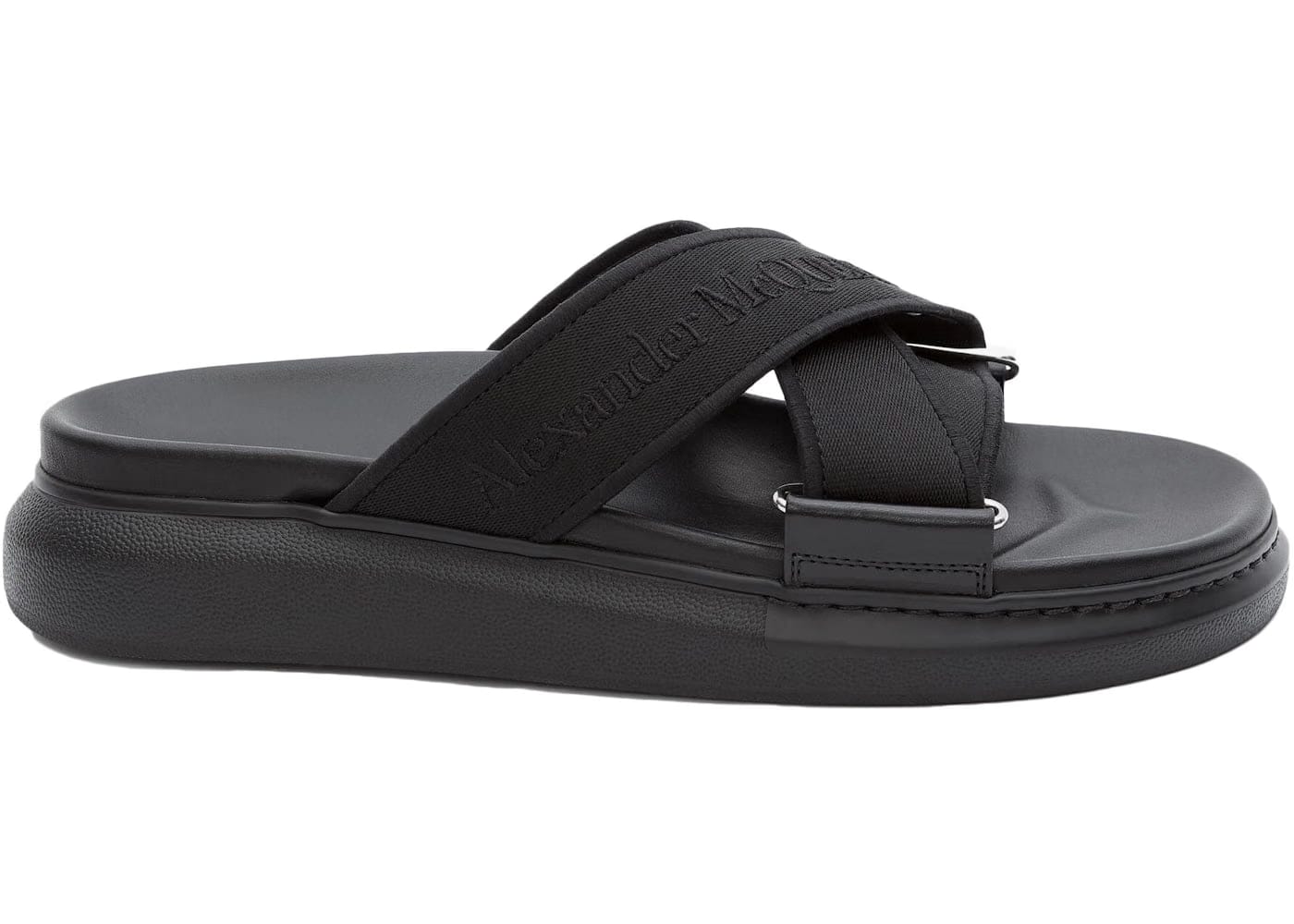 Alexander McQueen Oversized Hybrid Slide Black Silver