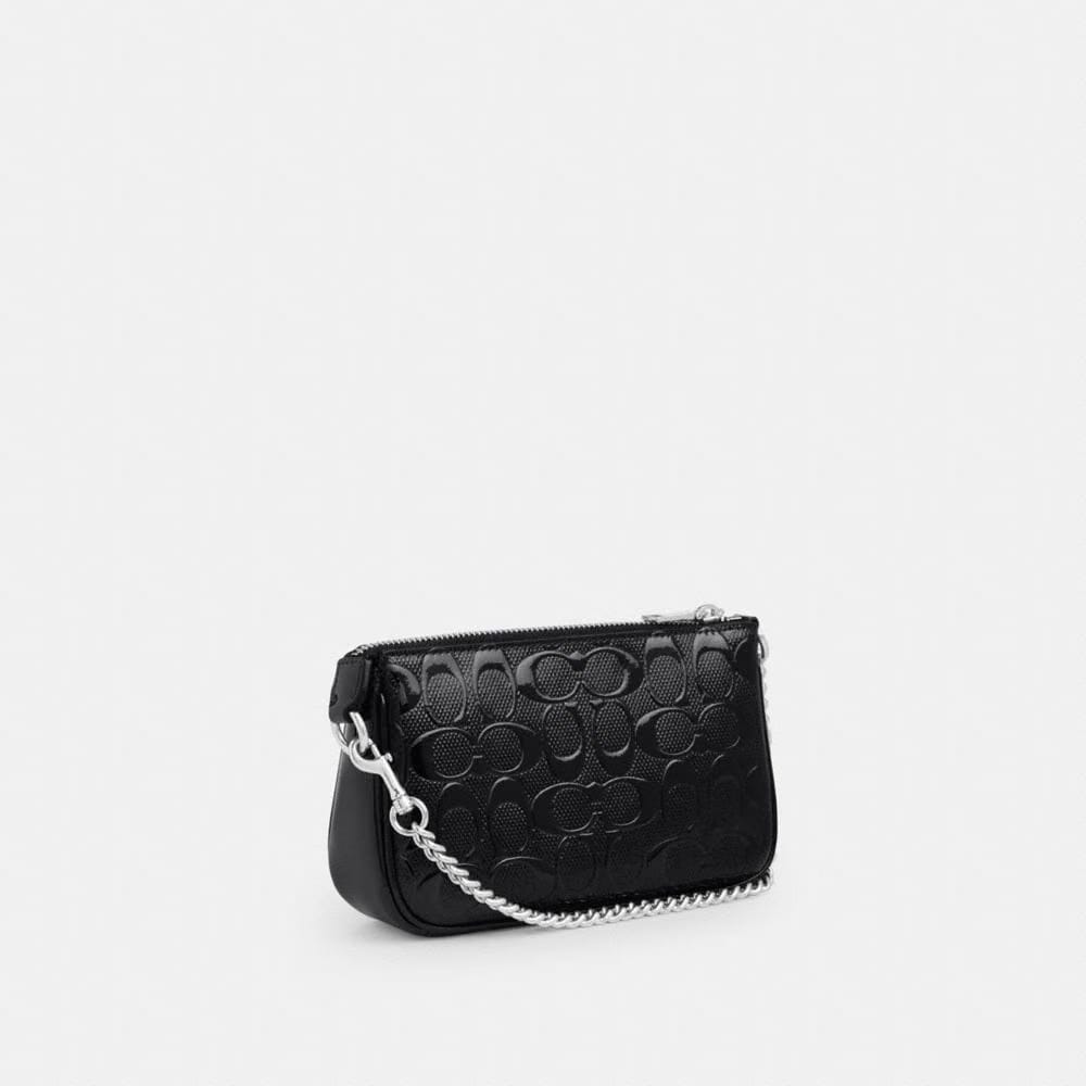 Coach Nolita 19 In Signature Leather With Heart Charm Silver Black