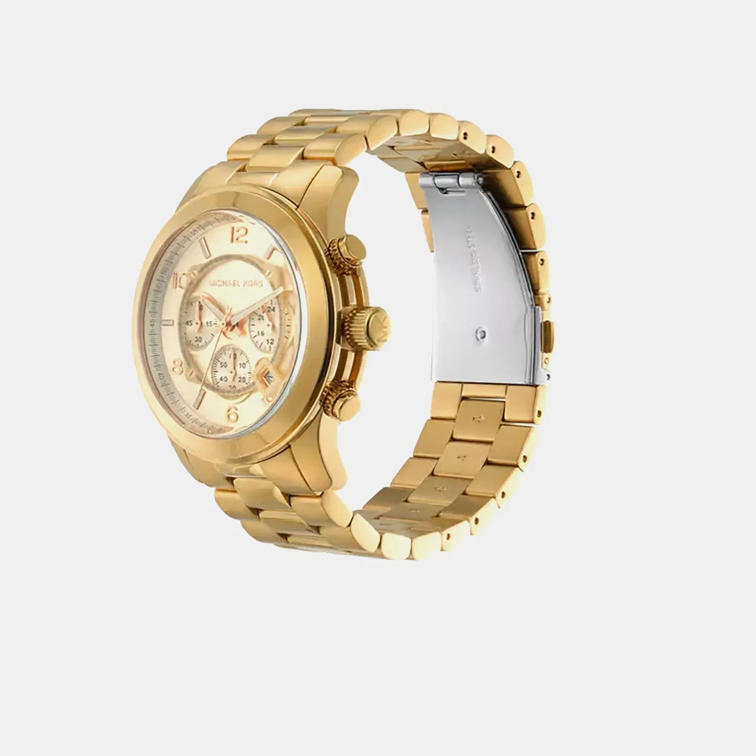 Michael Kors Runway Men Quartz Gold Dial Chronograph Stainless Steel Watch Mk9074